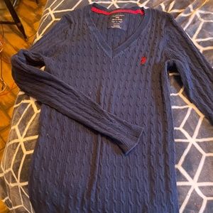 Polo v neck navy sweater